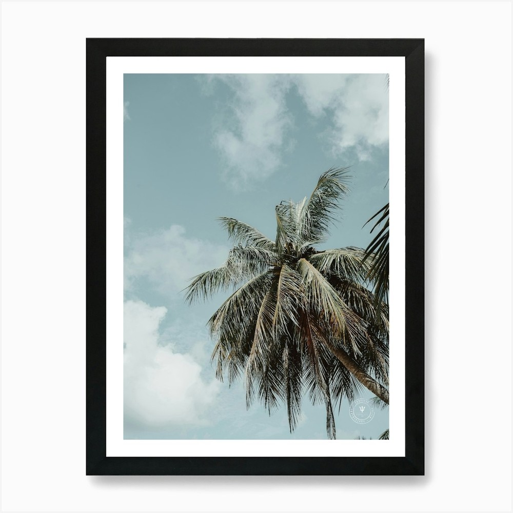 Palm Tree Barbados Framed Wall Art Canvas Print Tropical Decor