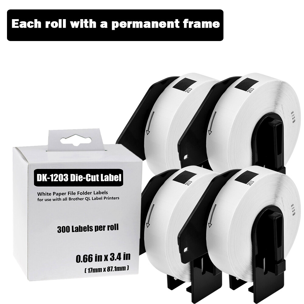 Brother QL Compatible 4-Roll Thermal Labels 17x87mm White