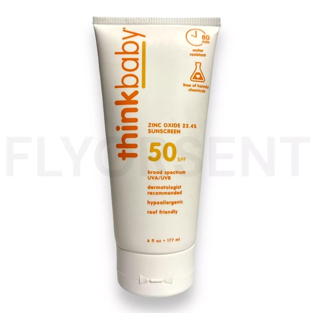 Thinkbaby SPF 50+ Baby Mineral Sunscreen Safe, Natural Water Resistant 6oz FRESH