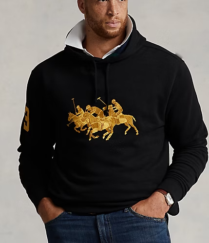 Polo Ralph Lauren Lunar New Year Triple-Pony Black Hoodie Men's SZ 4XL-Big-image