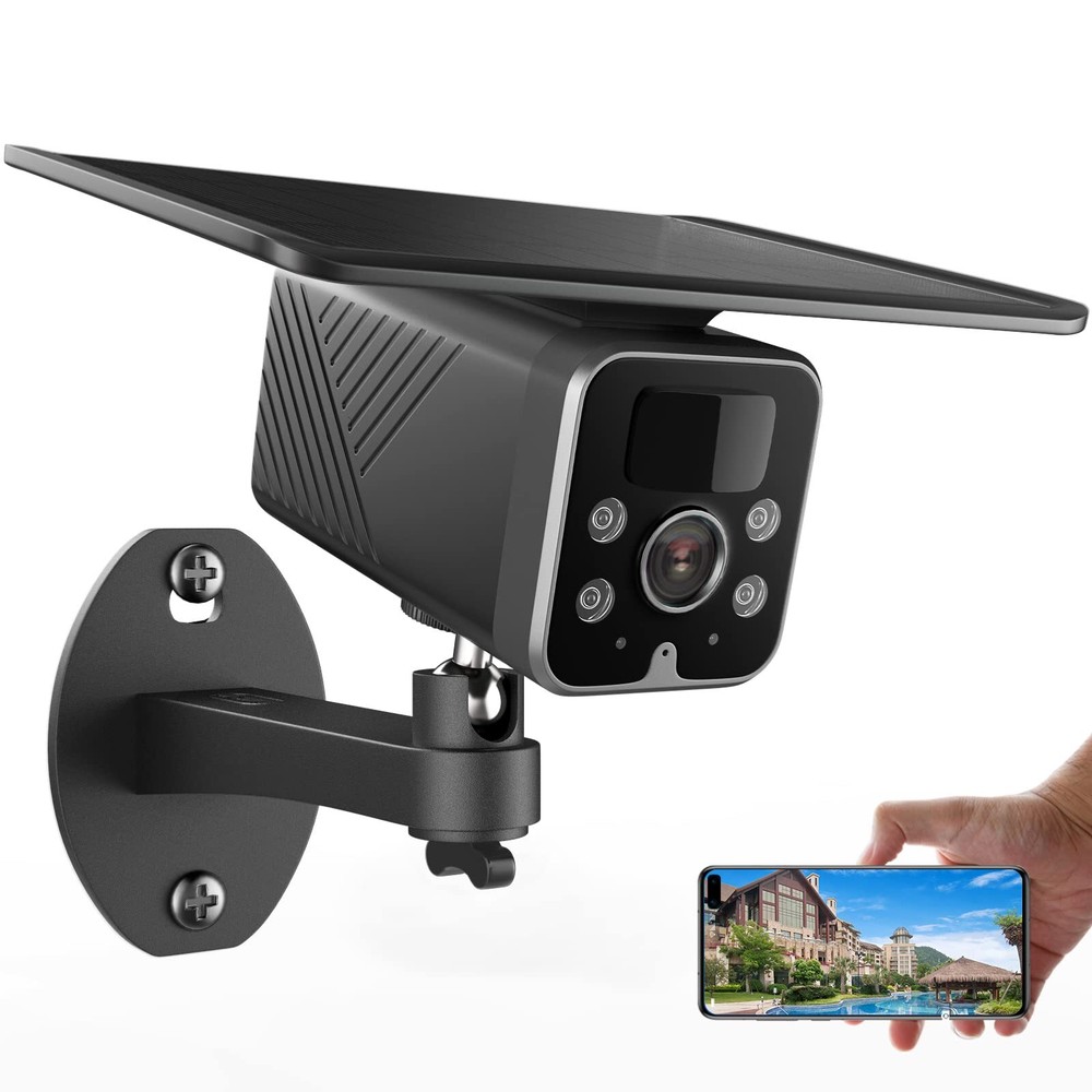 Wireless Solar Security Camera, 2K Outdoor WiFi Surveillance Camera with Spot...