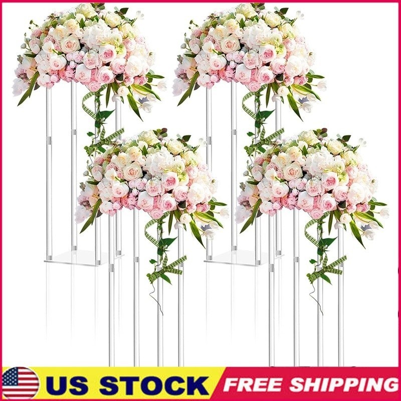 4 Pieces Tall Acrylic Vase Set Wedding Centerpieces Floral Display Decor New