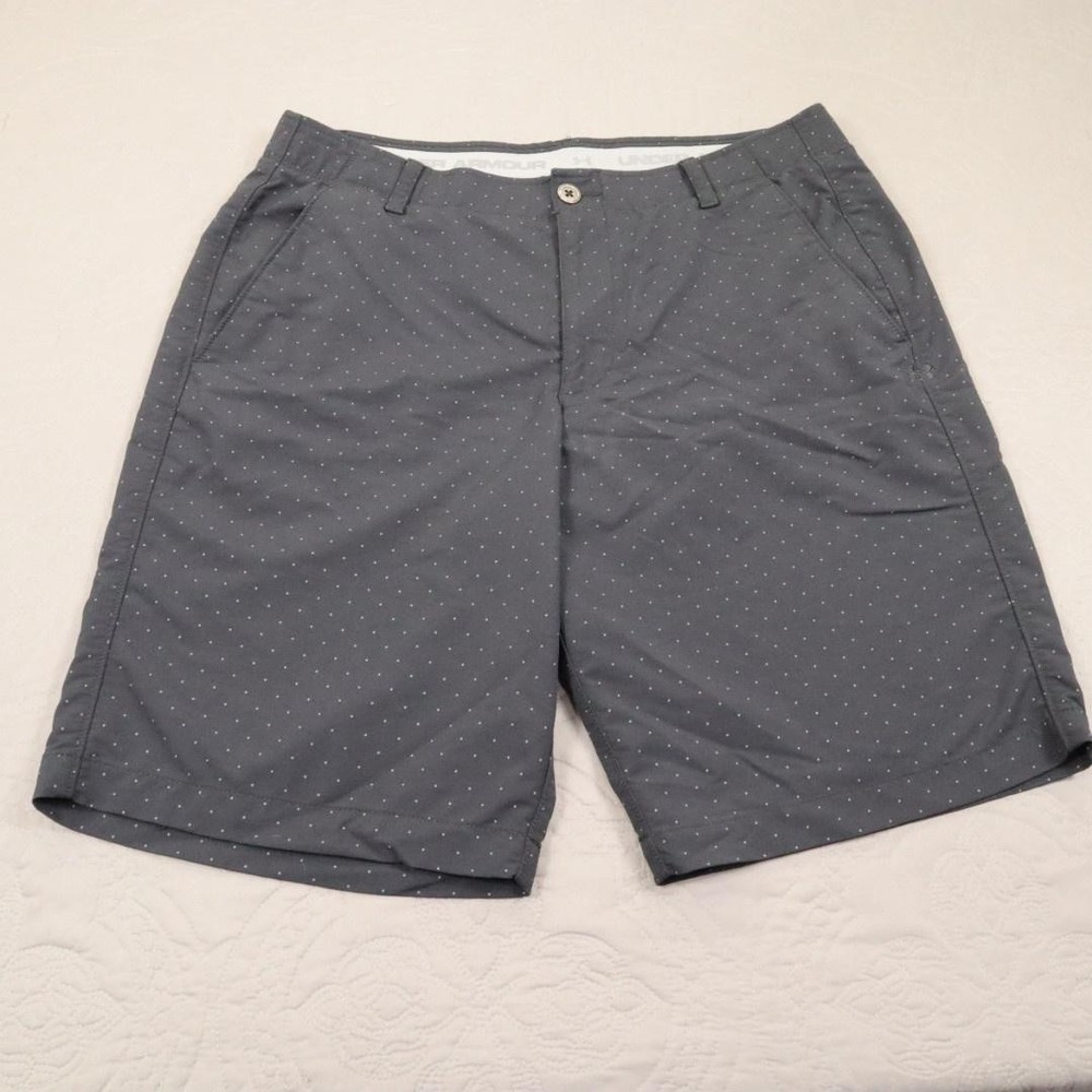 Under Armour Match Play Golf Shorts Mens 36 Gray Polka Dot HeatGear Quick Dry