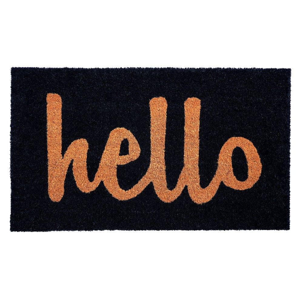Script Hello Doormat (Black/Natural, 24