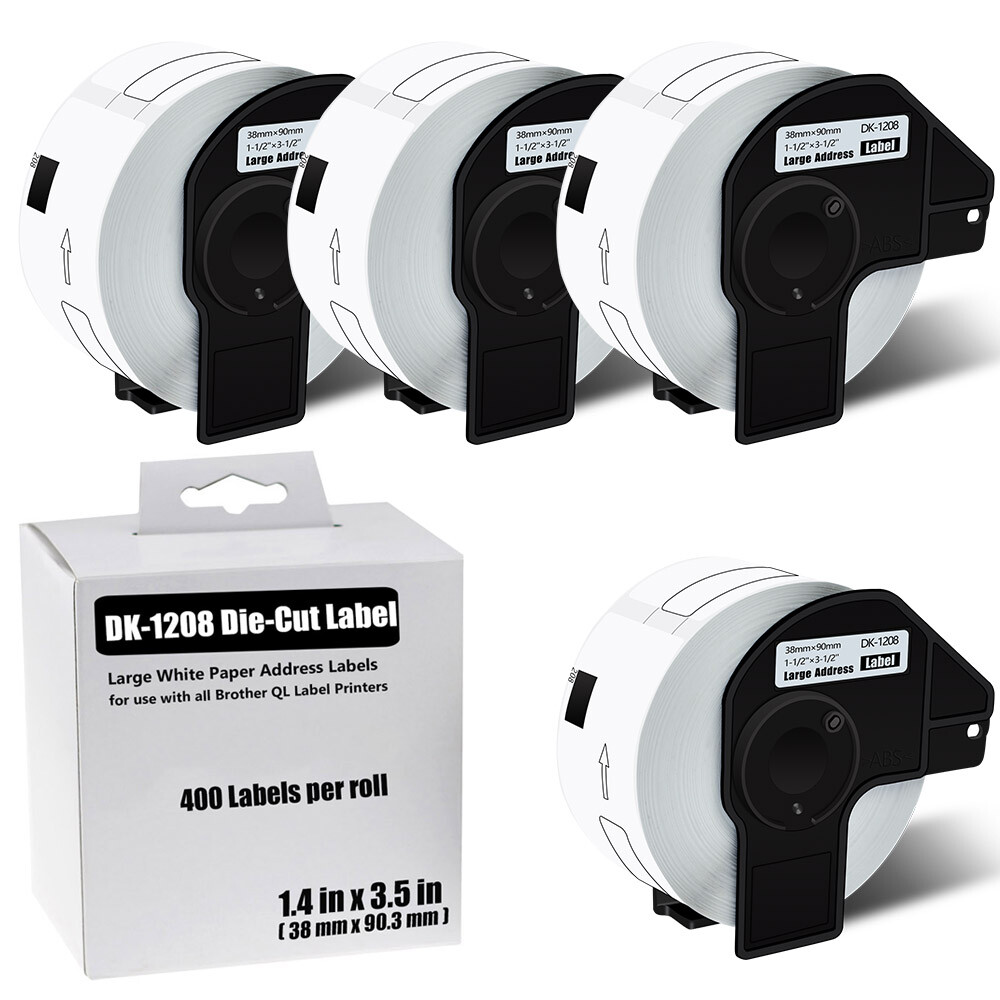 Brother QL-1208 Permanent Frame DK-1208 4 Rolls 1.4x3.5 Inch Address Labels