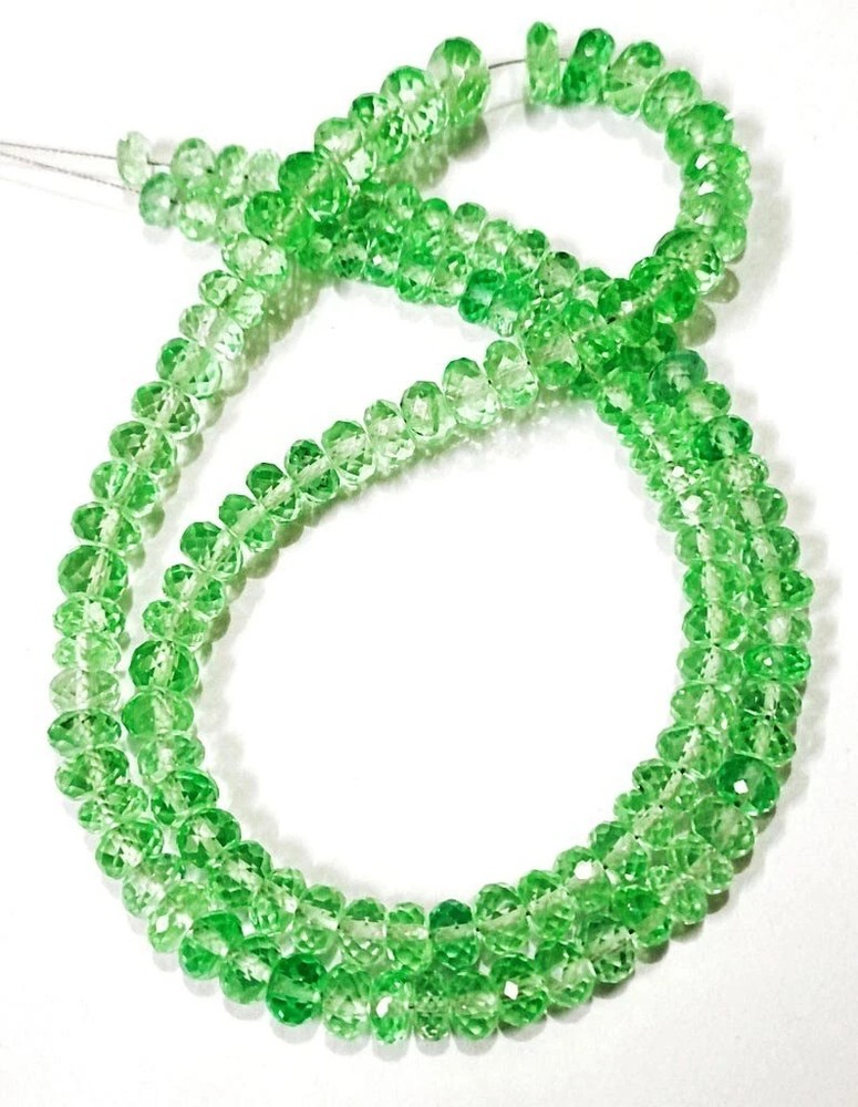 Premium 5-8mm Green Sapphire Faceted Rondelle Beads 16 Inch Strand
