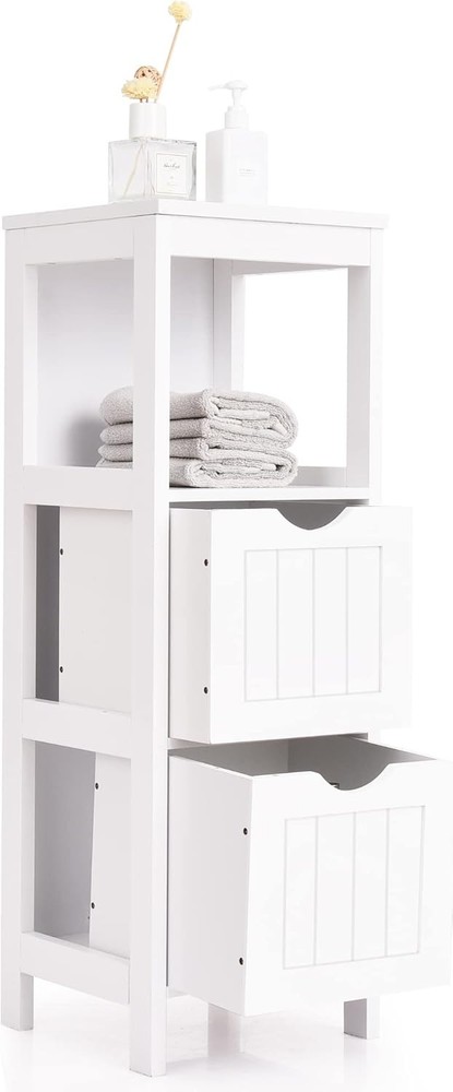 Freestanding Wooden Bathroom Floor Cabinet with 2 Removable Shelves
