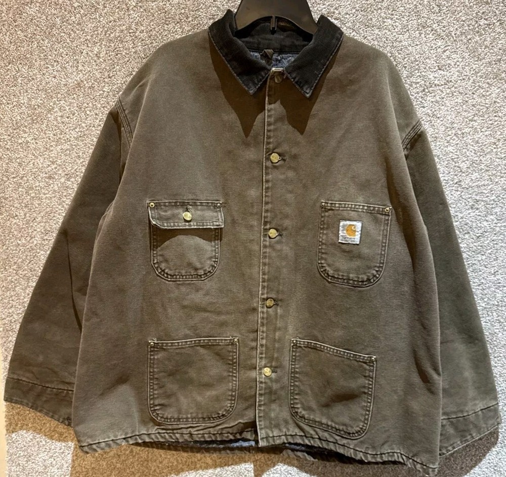 Vintage Carhartt Mocha Brown Blanket-Lined Chore Coat CB1082 in Men's 2XL USA Made