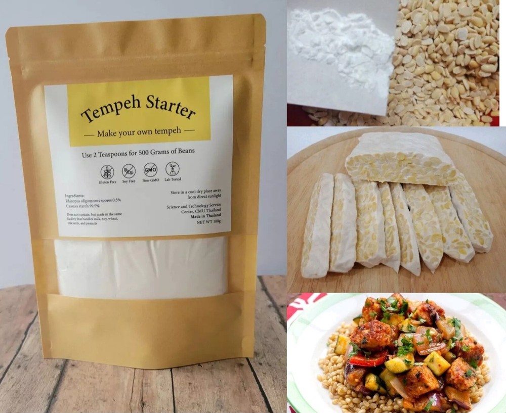 Organic Soy-Free Tempeh Starter Rhizopus Oligosporus Plant Based Protein (100g)