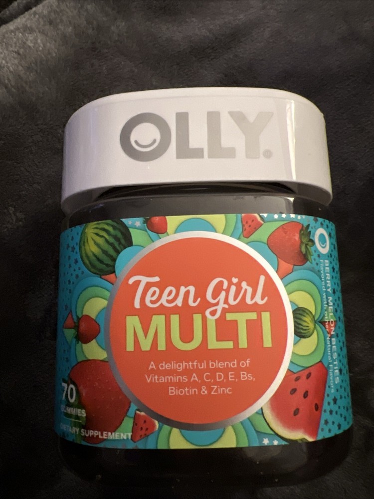 Olly TEEN GIRL MULTI Vitamins A C D E Bs Biotin & Zinc Gummies BERRY MELON, 70ct