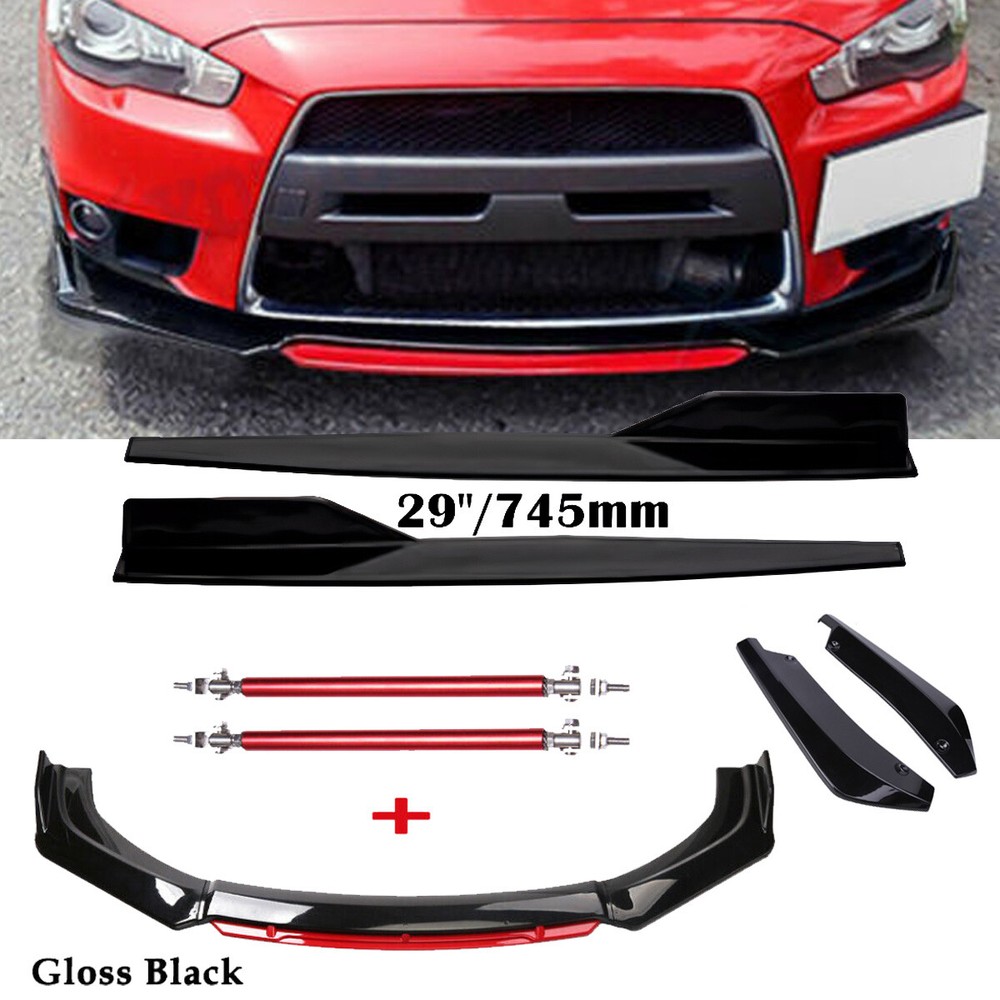 Front Bumper Lip Spoiler Splitter Rear Lip Side Skirt For Mitsubishi Lancer 08-
