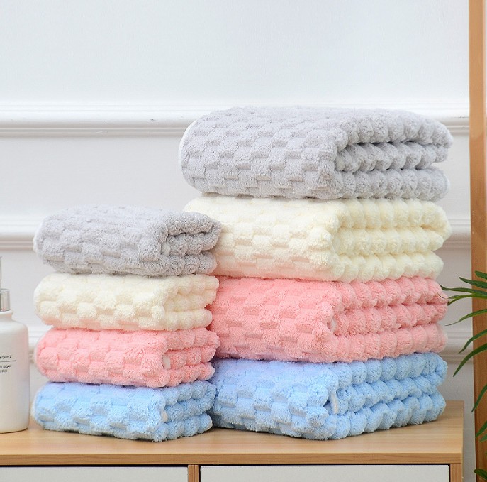3pcs Bath Towel Flannel Bath Towels Set Super Soft Face Towels Dry Hair Caps