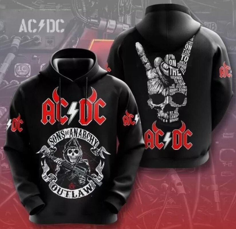 Ac-Dc X Sons Of Anarchy 3D Hoodie, Rock Band, Acdc Band Concert Merch Shirt