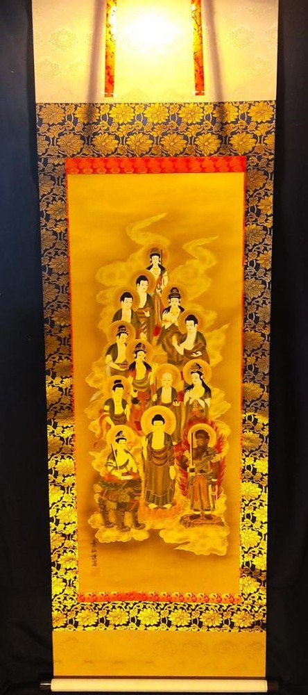 Hanging Scroll, Illustration Of The Thirteen Buddhas, Buddhist Equipment, Antiqu