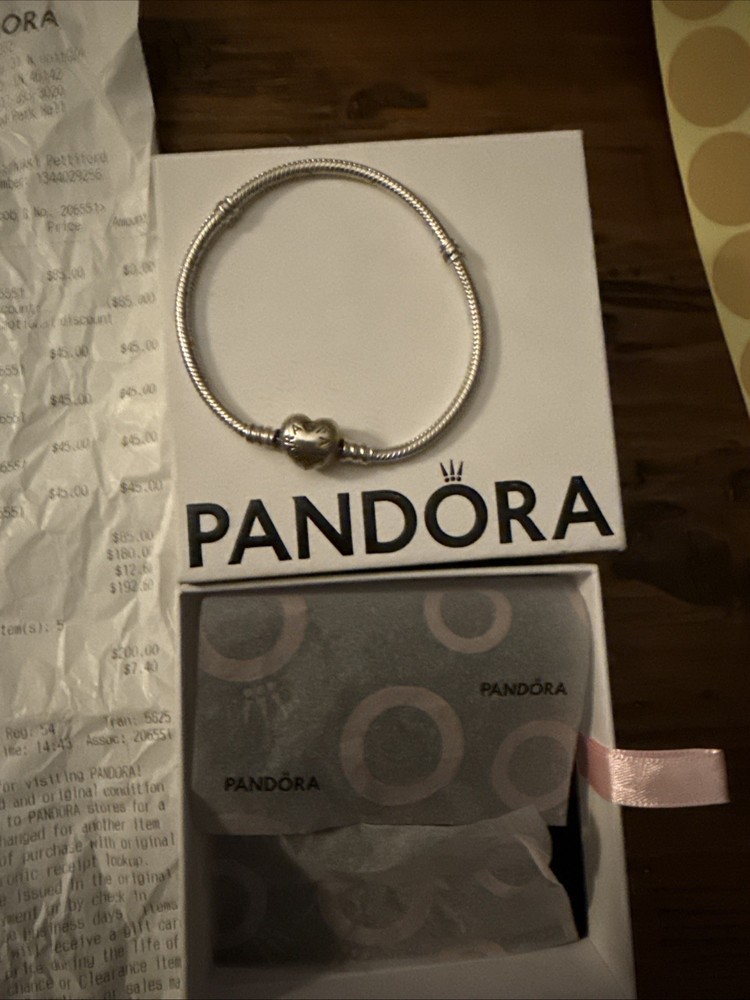 Pandora Heart BRACELET Silver CZ  592593C01- 19cm With Receipt
