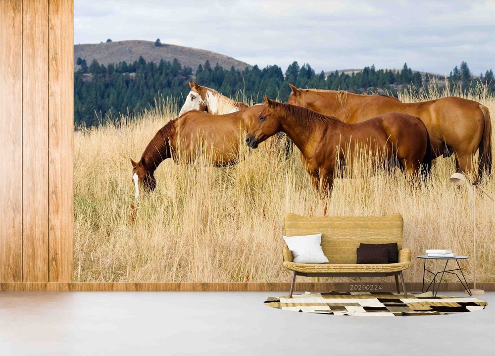 3D Forest Meadow Horse Landscape Wall Murals Wallpaper Murals Wall Sticker 2