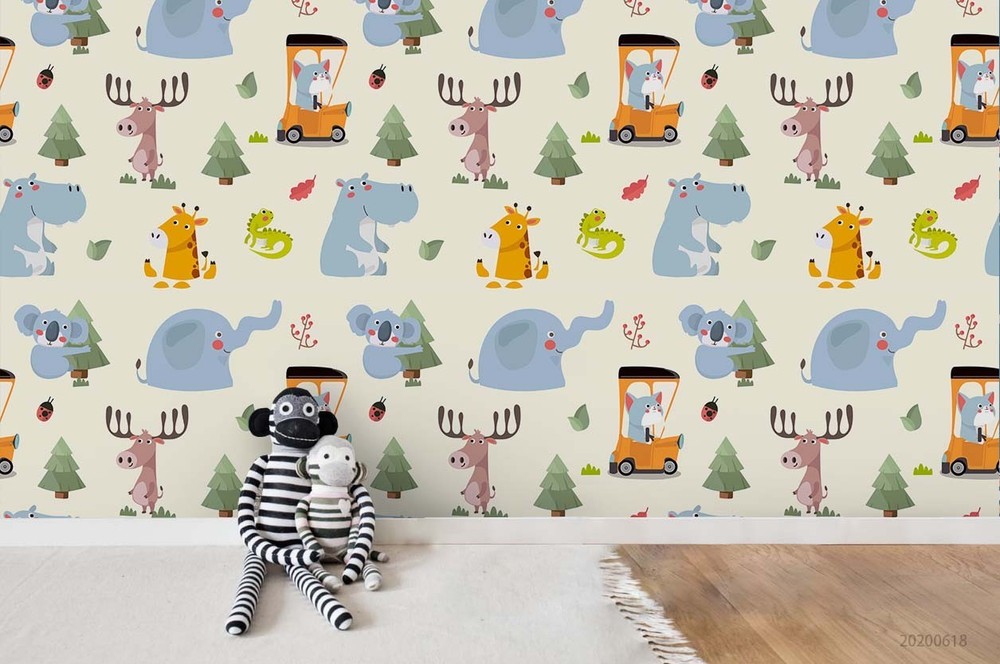 3D Animal Tree Cartoon Pattern Wall Murals Wallpaper Murals Wall Sticker