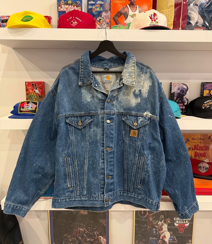 Vintage Carhartt Acid Wash Denim Trucker Jacket Sz XXL