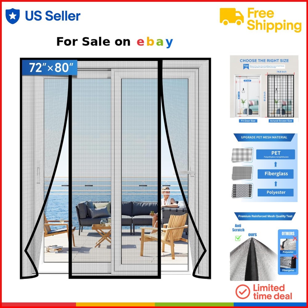 Heavy Duty Magnetic PET Mesh Screen Door for Large Openings – Keep Bugs Out