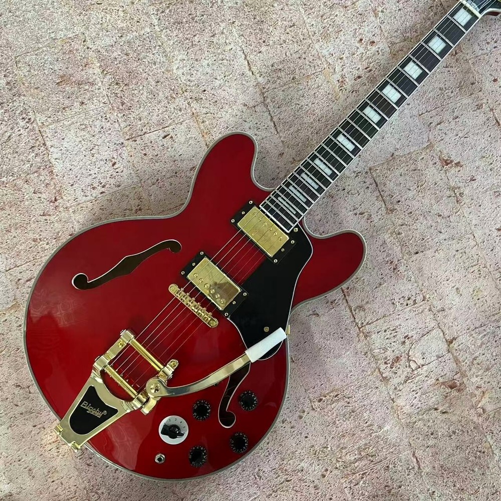 335 Semi-Hollow Electric Guitar Cherry Red with Double F-Holes Fast Delivery