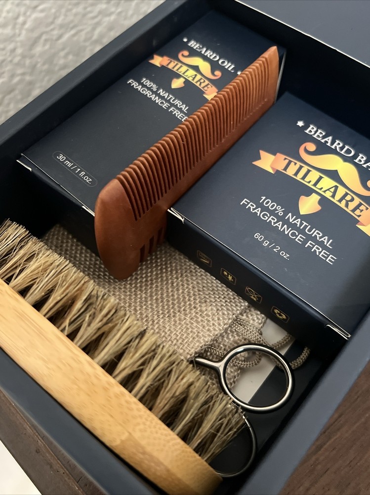 TILLARE Beard Care Kit Growth Kit Gift for Men- Open Box Exp 08/2025