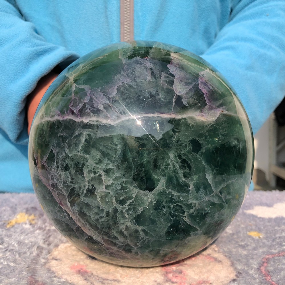 15LB Natural green fluorite Quartz sphere Crystal ball Mineral specimen Healing