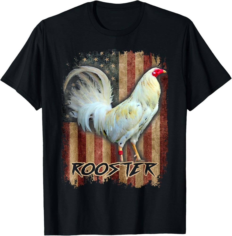 White Rooster Shirt Cock Fight US Flag T-Shirt Hoodie