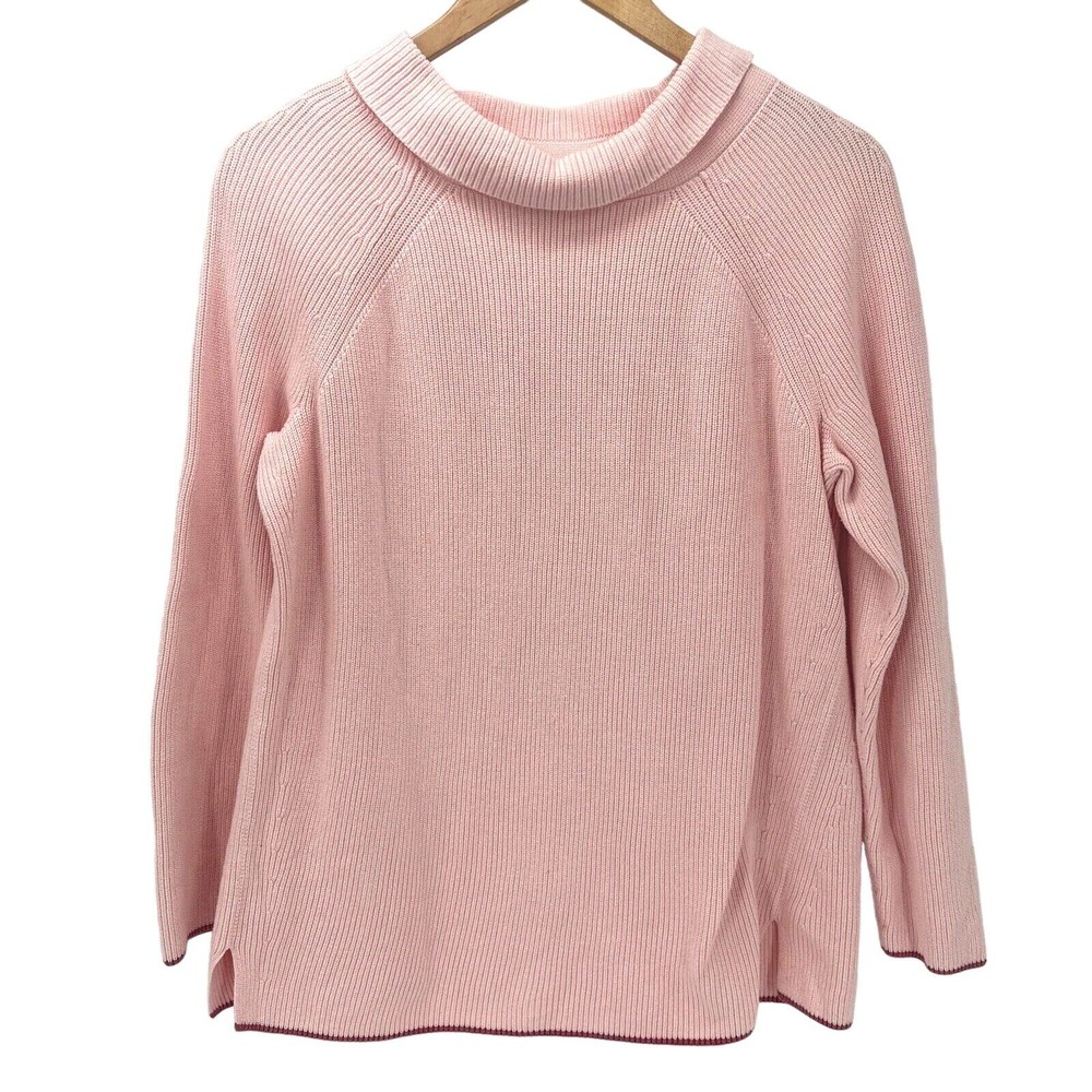 Talbots Sweater Womens X Pink Knit Pullover Long Sleeves Mock Neck Cotton