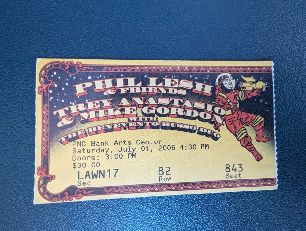 Rare! Phil Lesh + Friends Trey Mike Page Phish Ticket Stub Holmdel, NJ 7/1/2006