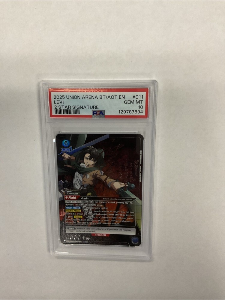 PSA 10 Union Arena Attack on Titan Levi 011 2 Star Signature Gem Mint