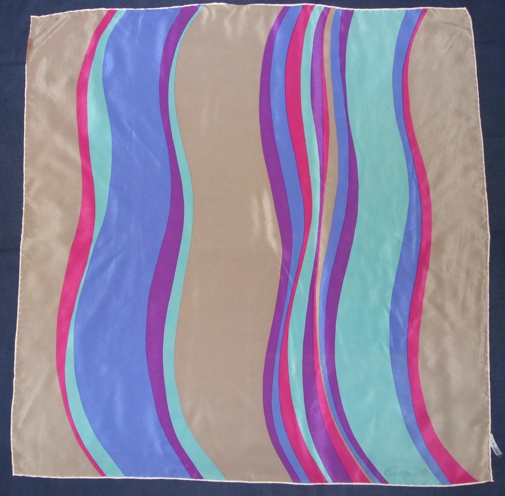 Designer GABRIELLI Signed GEOMETRIC Abstract Beige Pink Purple Silk 32