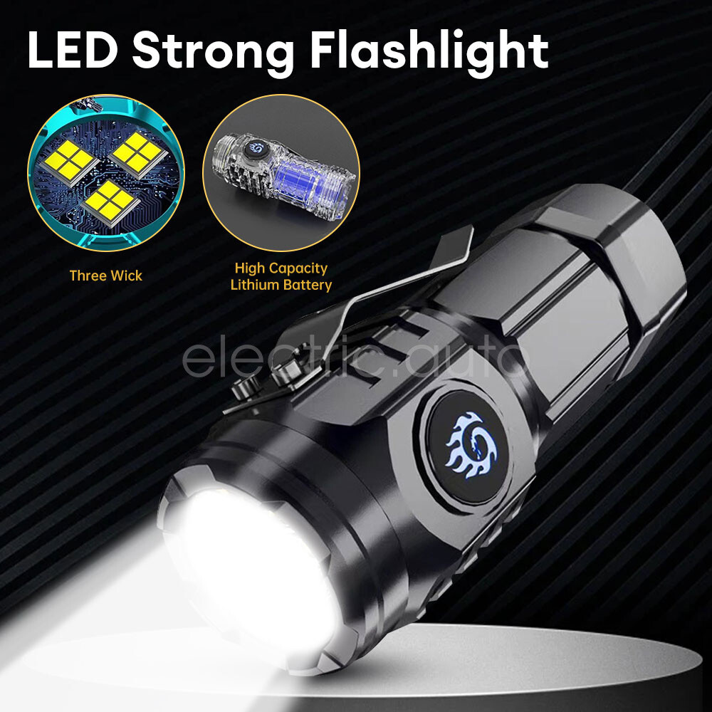 Mini Flashlight Portable Flash Light with Clip USB Rechargeable Torch Flashlight