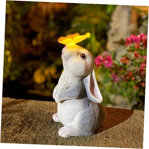 Yard Decorations Outdoor Statues: Solar Bunny Garden Decor for Outside, Rabbit