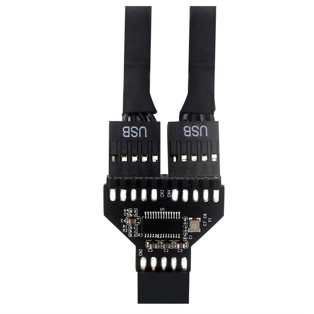 USB 2.0 9-Pin 1 to 2 Male Splitter HUB Extension Cable for Motherboard