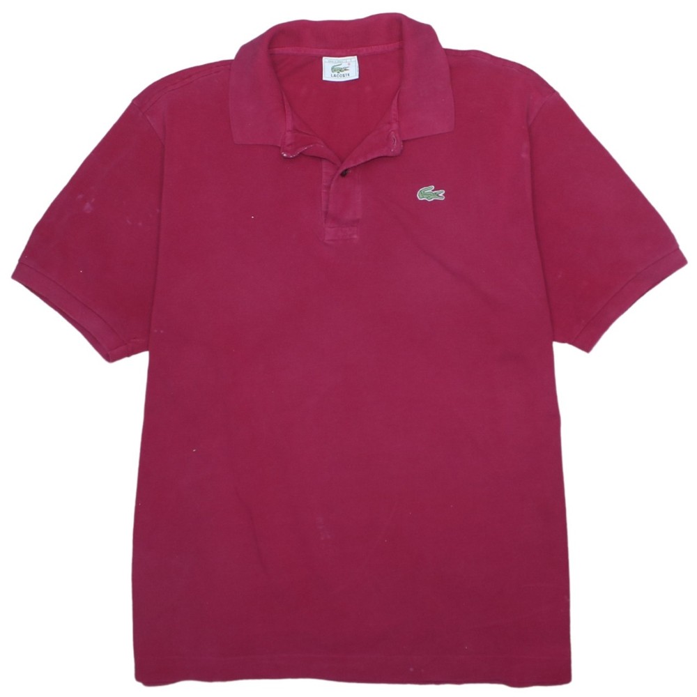 Lacoste Mens Polo Shirt Dark Pink Cotton Knit Crocodile Logo Short Sleeve L