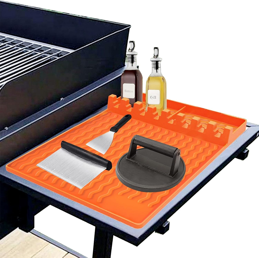 Silicone Griddle Tools Mat for Blackstone Accessories,Silicone Grill Mat with Dr