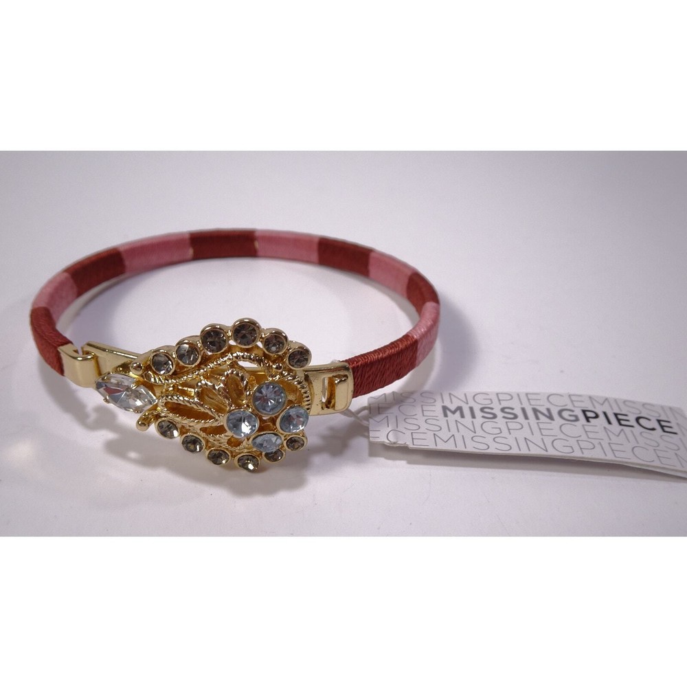 Nordstrom Missing Pieces Candy Striped Crystal Cluster Cuff Bracelet NWT 98