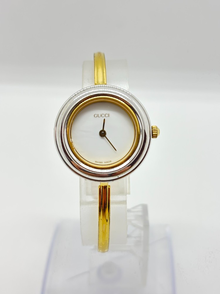 [Exc+5] GUCCI 11/12 Change Bezel Watch White Silver Dial metal Used Working