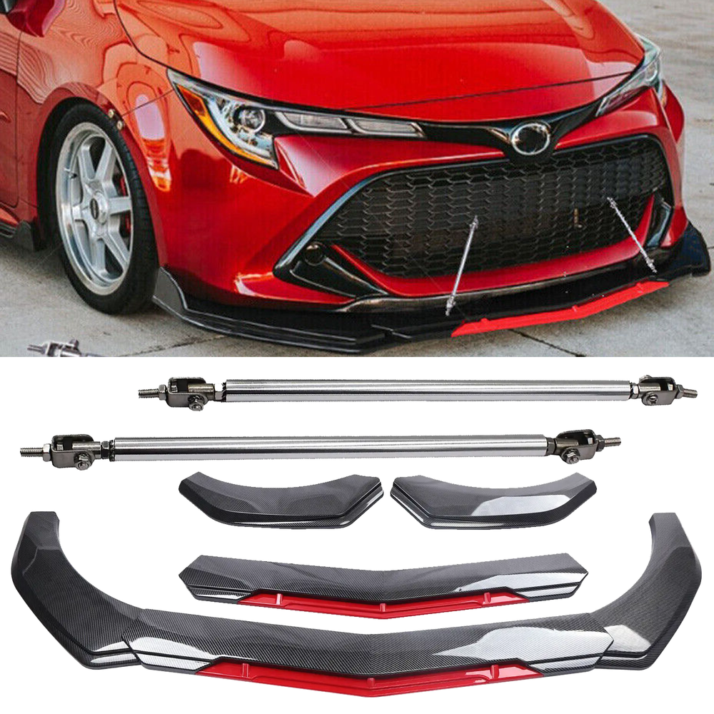 Toyota Corolla XL Carbon Fiber Front Bumper Lip Spoiler Splitter with Strut Rod