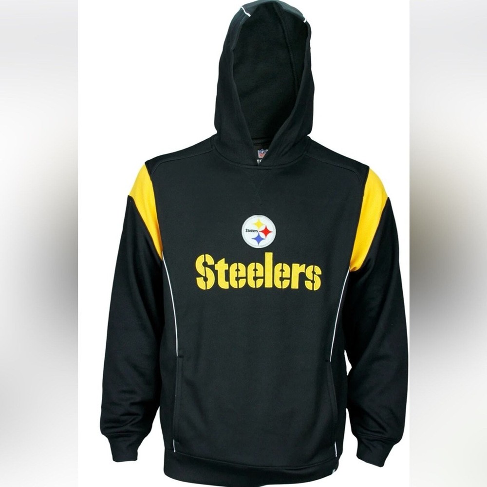 REEBOK MENS NFL FOOTBALL PITTSBURGH STEELERS HOODIE HOODED SIZE LARGE
