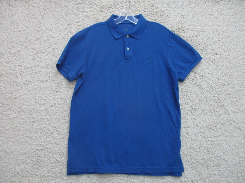 American Eagle Polo Shirt Medium Adult Navy Blue Casual Cotton Logo Classic Mens
