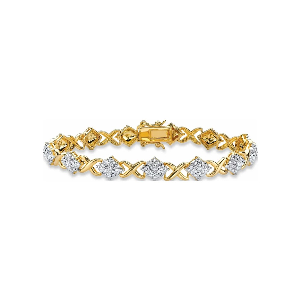 7Ct Round Simulated Diamond 14k Yellow Gold Plated Infinity Tennis Link Bracelet
