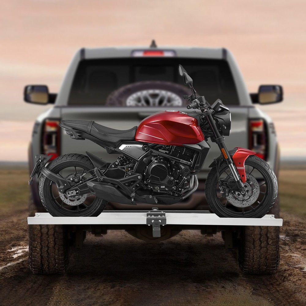 500LBS Hitch-mounted Carrier Motorcycle Bracket with Ramp For Dirt Bike Aluminum