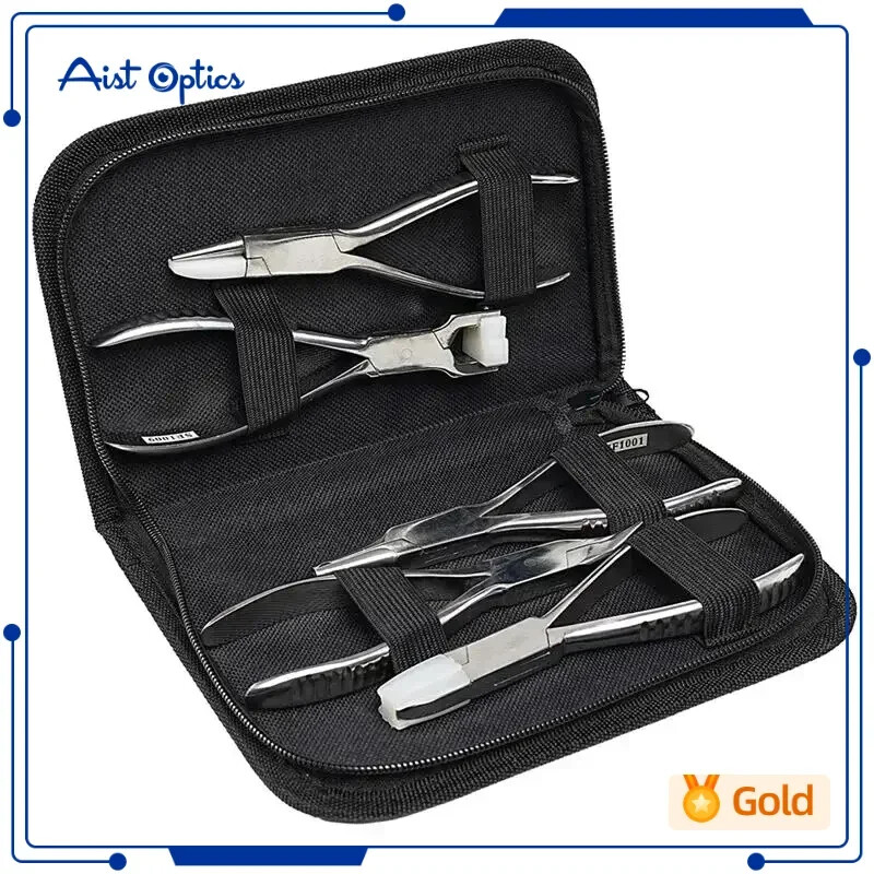 Optical Eyeglass Pliers Set Frame Adjustment Kit Nylon Pocket