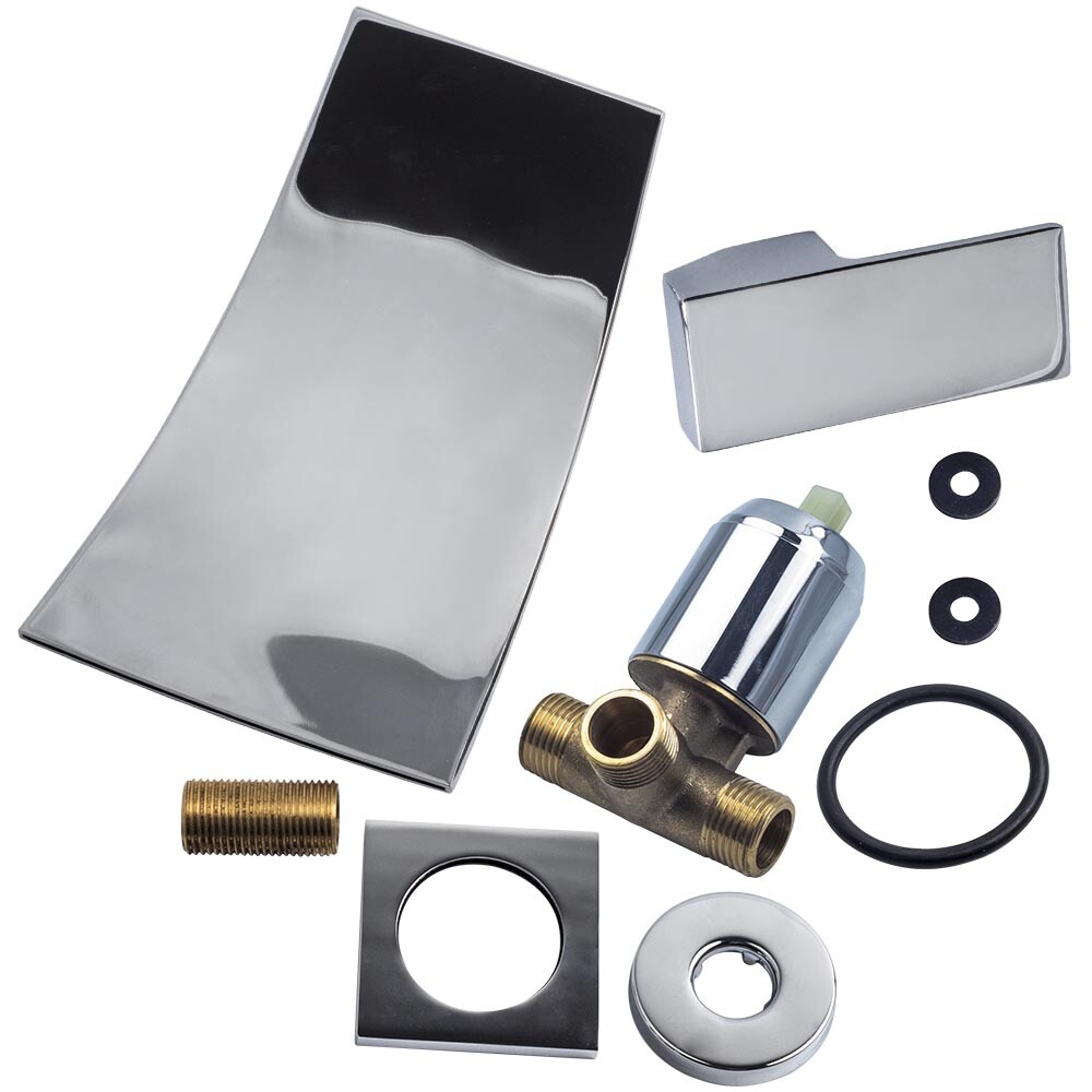 Modern Chrome Waterfall Wall-Mount Bathroom Sink Faucet Mixer Tap