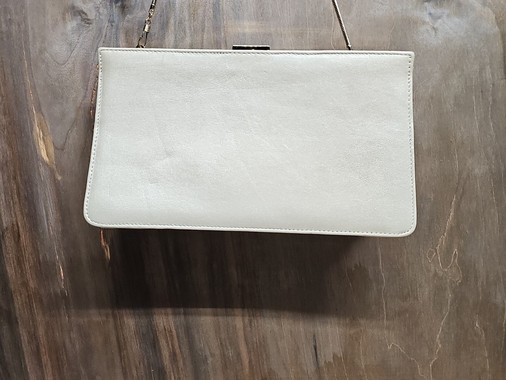 Giani Bernini Tan Leather Clutch Shoulder Bag Purse Gold Chain Handbag