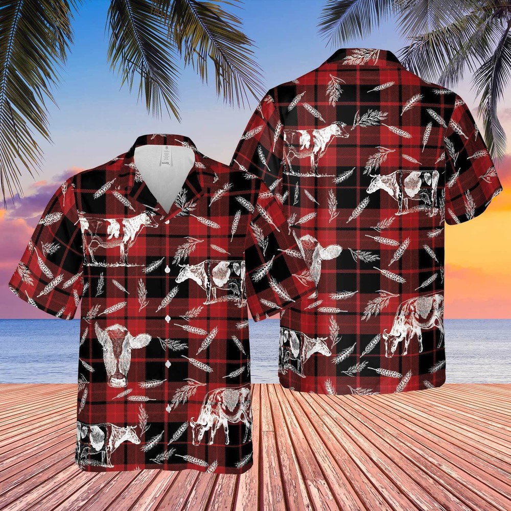 Plaid Pattern Holstein All Over Printed 3D Hawaiian Shirt HO5397