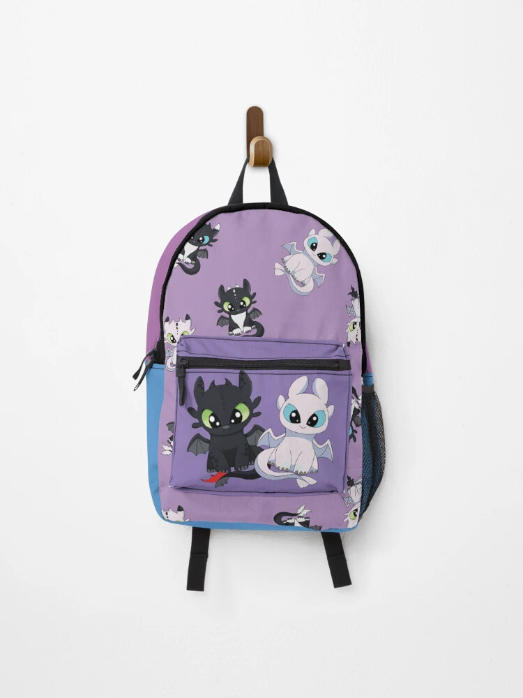 Toothless & Light Fury Baby Dragons Backpack, HTTYD Night Lights Bag