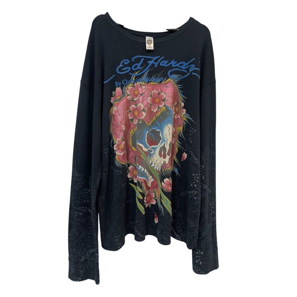 Vintage Ed Hardy Long Sleeve Thermal Shirt in XXXL Size