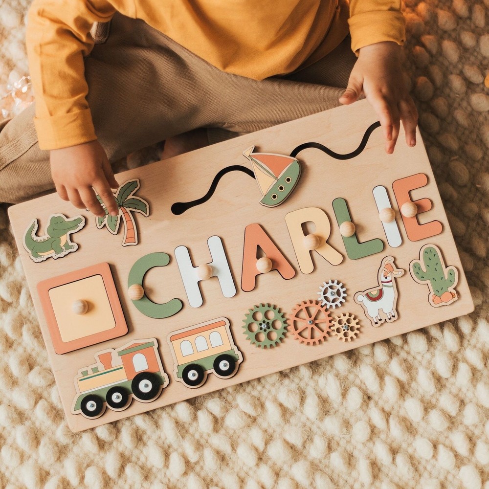 Personalized Name Puzzle Montessori, Gift Kids Baby Toddlers, Educational Toy